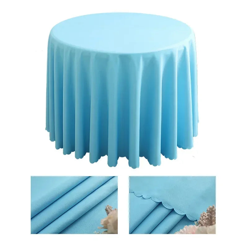 1pcs Polyester Round Tablecloth White/Black/Red/Blue/Gold Solid Table Cloth For Wedding Birthday Party Table Cover Home Decor