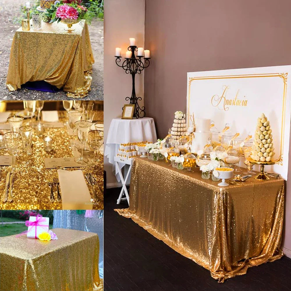 120x180cm Sequin Table Cloth Rectangular Table Cover Rose Gold Glitter Tablecloth For Wedding Birthday Party Home Decoration