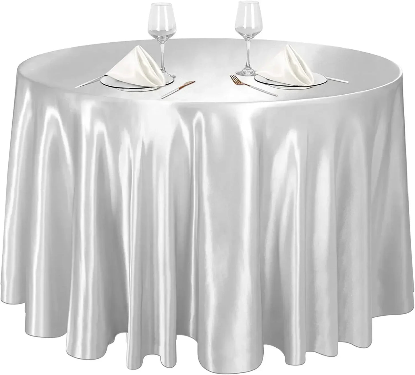 White Round Tablecloth Stain Wrinkle Resistant Table Cover for Wedding Banquet Table Decor Dining Table Buffet Parties Camping