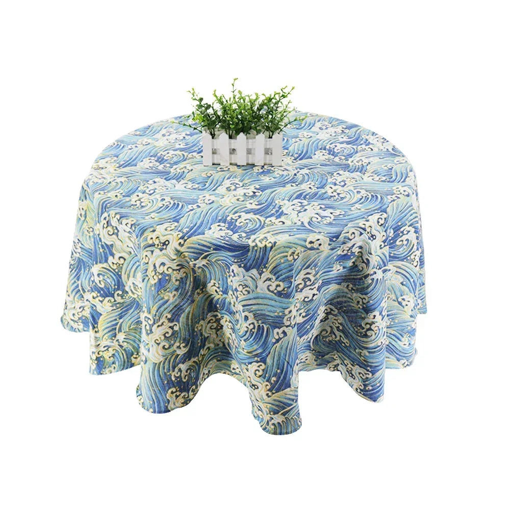 150cm Round Tablecloth Washable Cotton Table Cloth Stain Resistant ,Table Coverfor Dining, Indoor, Outdoor Party Picnic Dining