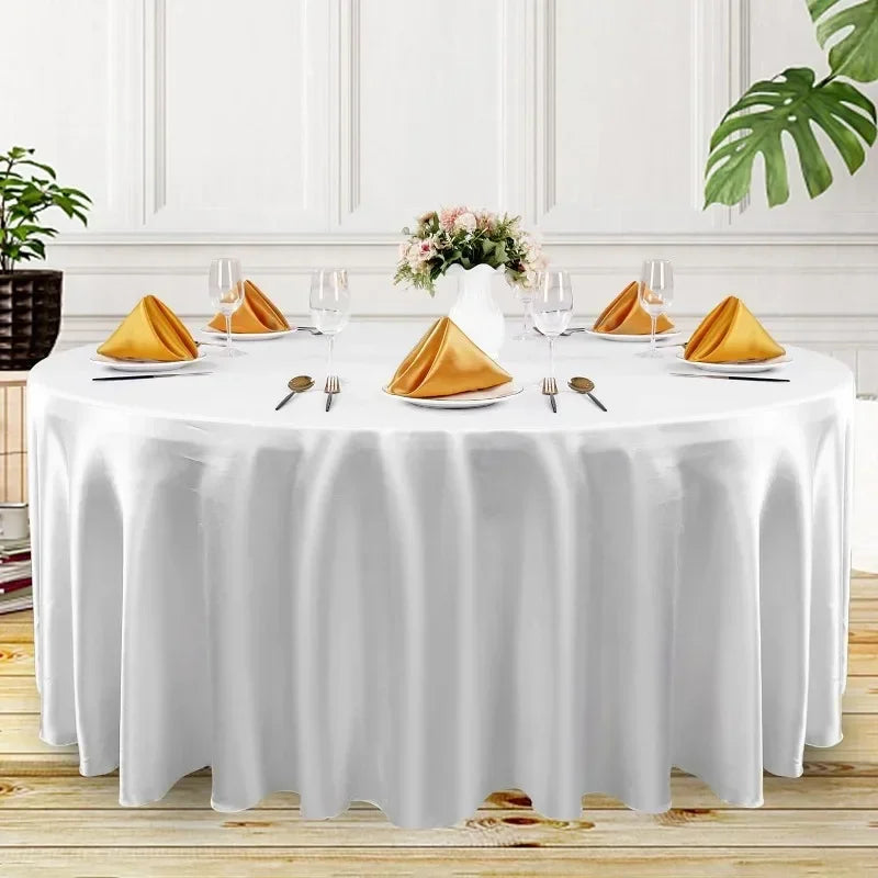 White Round Tablecloth Stain Wrinkle Resistant Table Cover for Wedding Banquet Table Decor Dining Table Buffet Parties Camping
