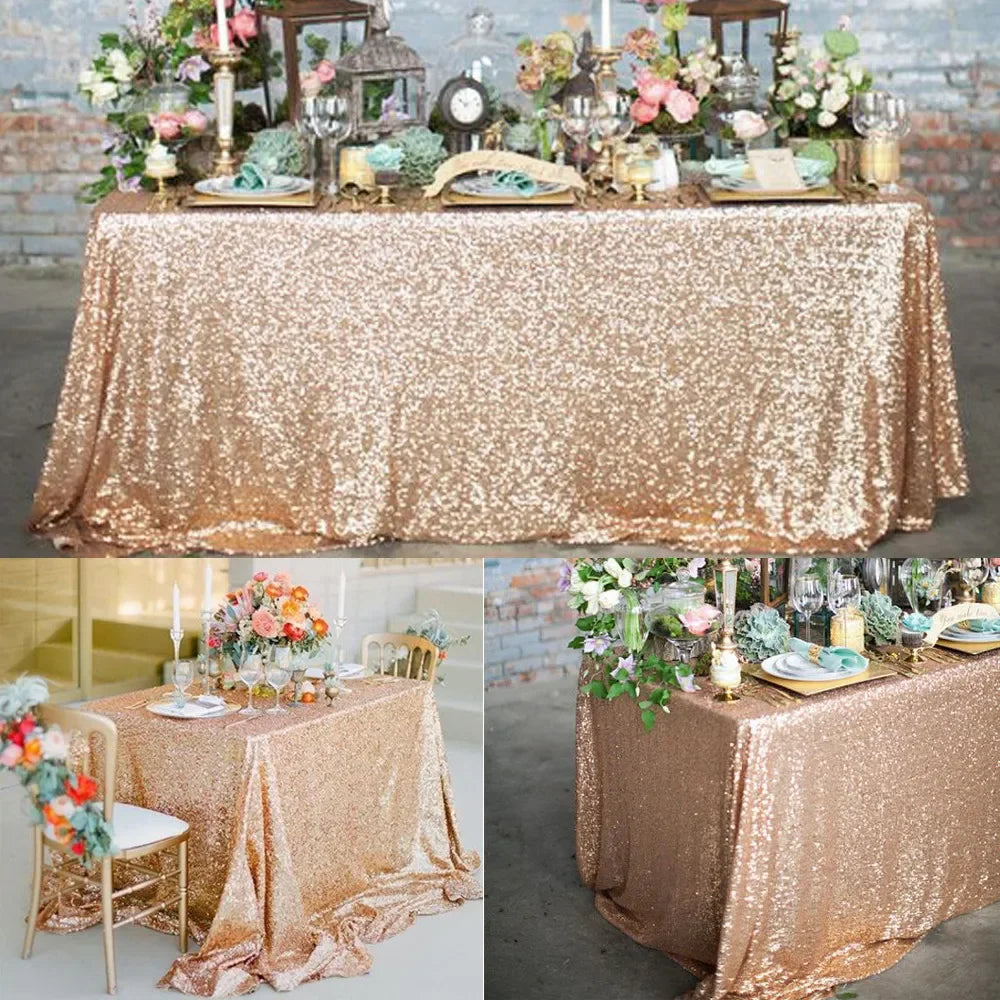 120x180cm Sequin Table Cloth Rectangular Table Cover Rose Gold Glitter Tablecloth For Wedding Birthday Party Home Decoration