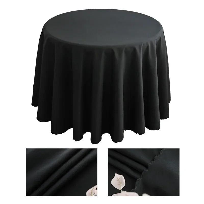 1pcs Polyester Round Tablecloth White/Black/Red/Blue/Gold Solid Table Cloth For Wedding Birthday Party Table Cover Home Decor