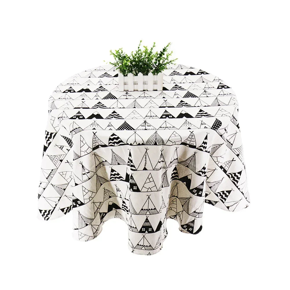 150cm Round Tablecloth Washable Cotton Table Cloth Stain Resistant ,Table Coverfor Dining, Indoor, Outdoor Party Picnic Dining