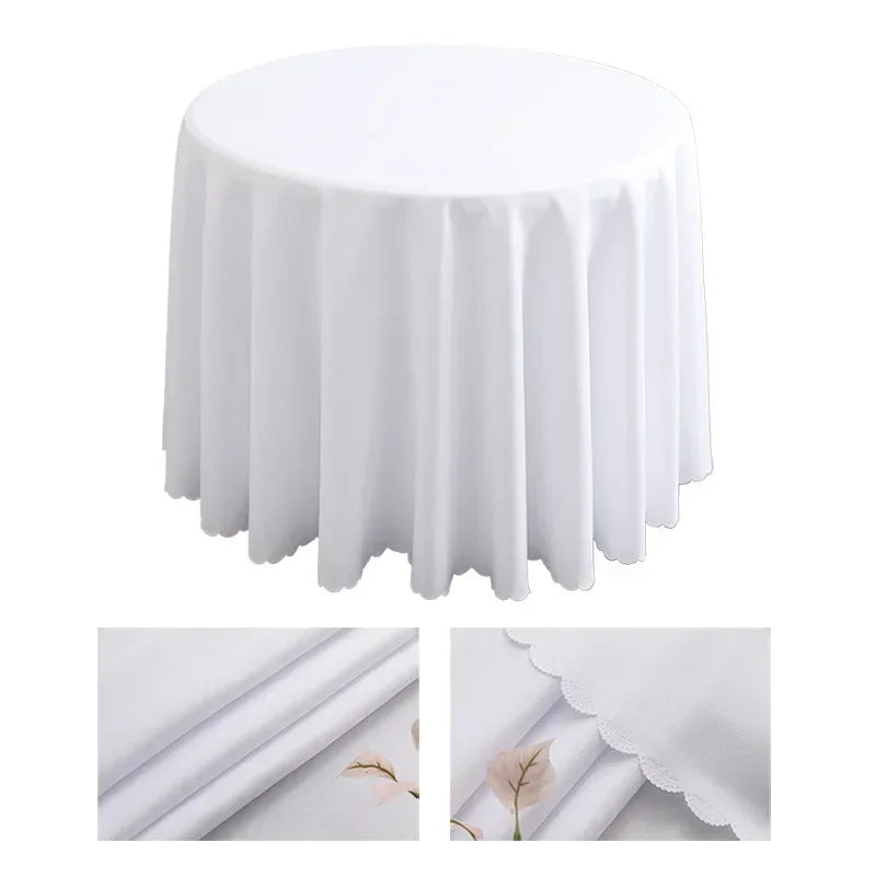1pcs Polyester Round Tablecloth White/Black/Red/Blue/Gold Solid Table Cloth For Wedding Birthday Party Table Cover Home Decor