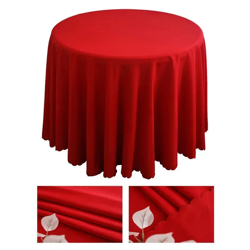 1pcs Polyester Round Tablecloth White/Black/Red/Blue/Gold Solid Table Cloth For Wedding Birthday Party Table Cover Home Decor
