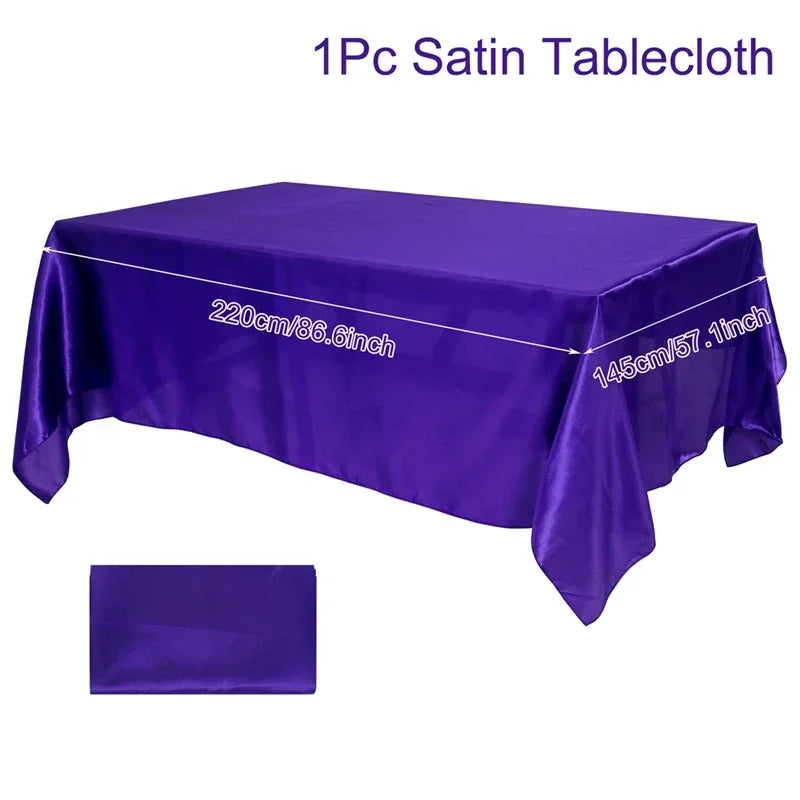 145x220cm Rectangle Satin Tablecloth Wedding Table Cloth Party Table Cover Baby Shower Birthday Banquet Home Dining Table Decor