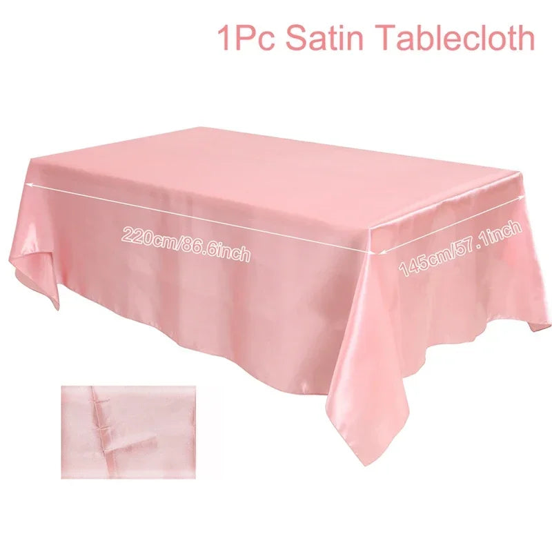 145x220cm Rectangle Satin Tablecloth Wedding Table Cloth Party Table Cover Baby Shower Birthday Banquet Home Dining Table Decor