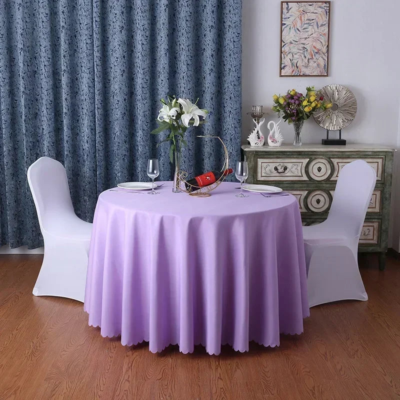 Wedding Table Cover Cloth Round Decoration Banquet Hotel Show Birthday Party Plain Polyester Colour Durable For Use