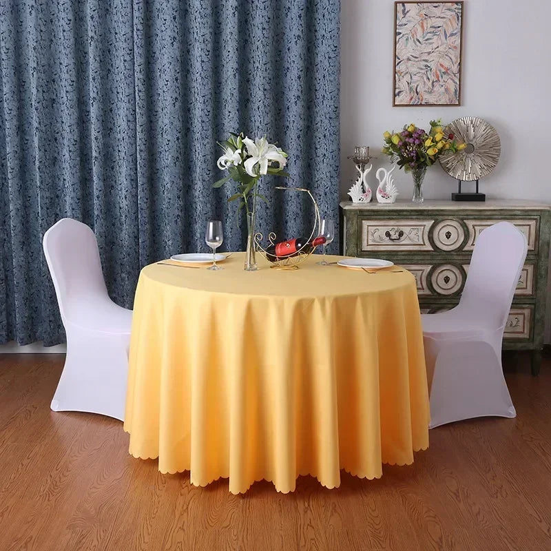 Wedding Table Cover Cloth Round Decoration Banquet Hotel Show Birthday Party Plain Polyester Colour Durable For Use