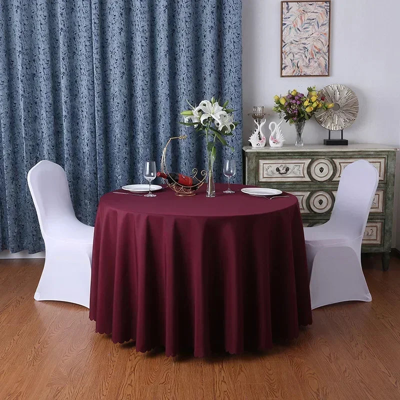 Wedding Table Cover Cloth Round Decoration Banquet Hotel Show Birthday Party Plain Polyester Colour Durable For Use
