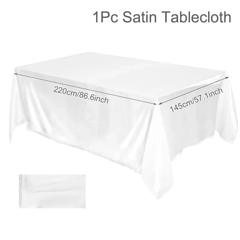 145x220cm Rectangle Satin Tablecloth Wedding Table Cloth Party Table Cover Baby Shower Birthday Banquet Home Dining Table Decor