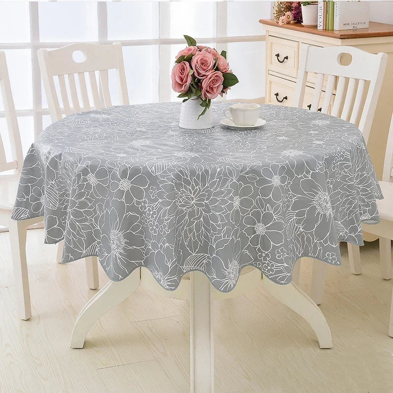 PVC Waterproof Table Cloth Round Tablecloth Nappe Table Cover Party Wedding Table Cloth for Home Kitchen Tablecloth Mantel
