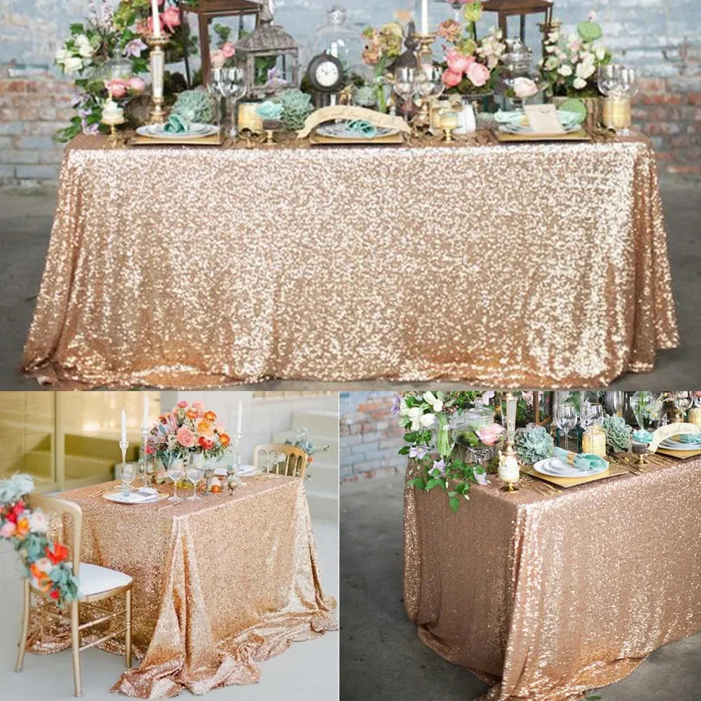 120x180cm Sequin Table Cloth Rectangular Table Cover Rose Gold Glitter Tablecloth For Wedding Birthday Party Home Decoration