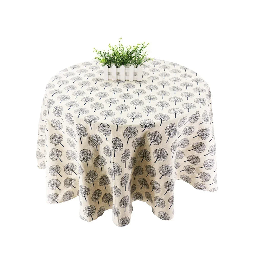 150cm Round Tablecloth Washable Cotton Table Cloth Stain Resistant  ,Table Coverfor Dining, Indoor, Outdoor Party Picnic Dining