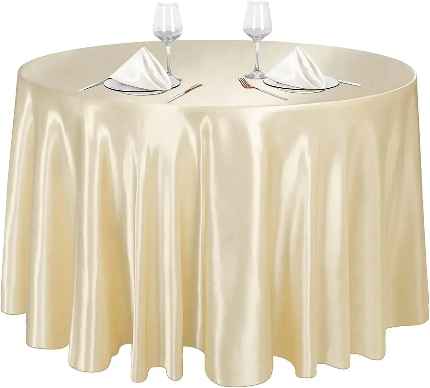 White Round Tablecloth Stain Wrinkle Resistant Table Cover for Wedding Banquet Table Decor Dining Table Buffet Parties Camping