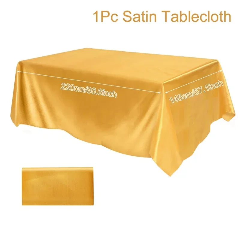 145x220cm Rectangle Satin Tablecloth Wedding Table Cloth Party Table Cover Baby Shower Birthday Banquet Home Dining Table Decor
