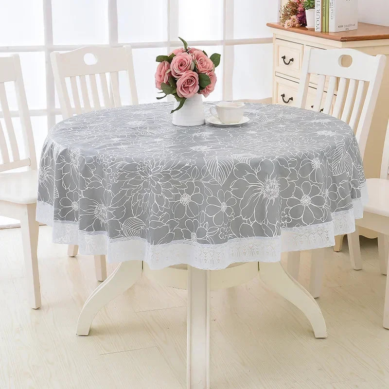 PVC Waterproof Table Cloth Round Tablecloth Nappe Table Cover Party Wedding Table Cloth for Home Kitchen Tablecloth Mantel