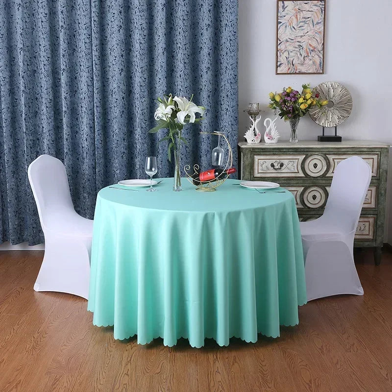 Wedding Table Cover Cloth Round Decoration Banquet Hotel Show Birthday Party Plain Polyester Colour Durable For Use